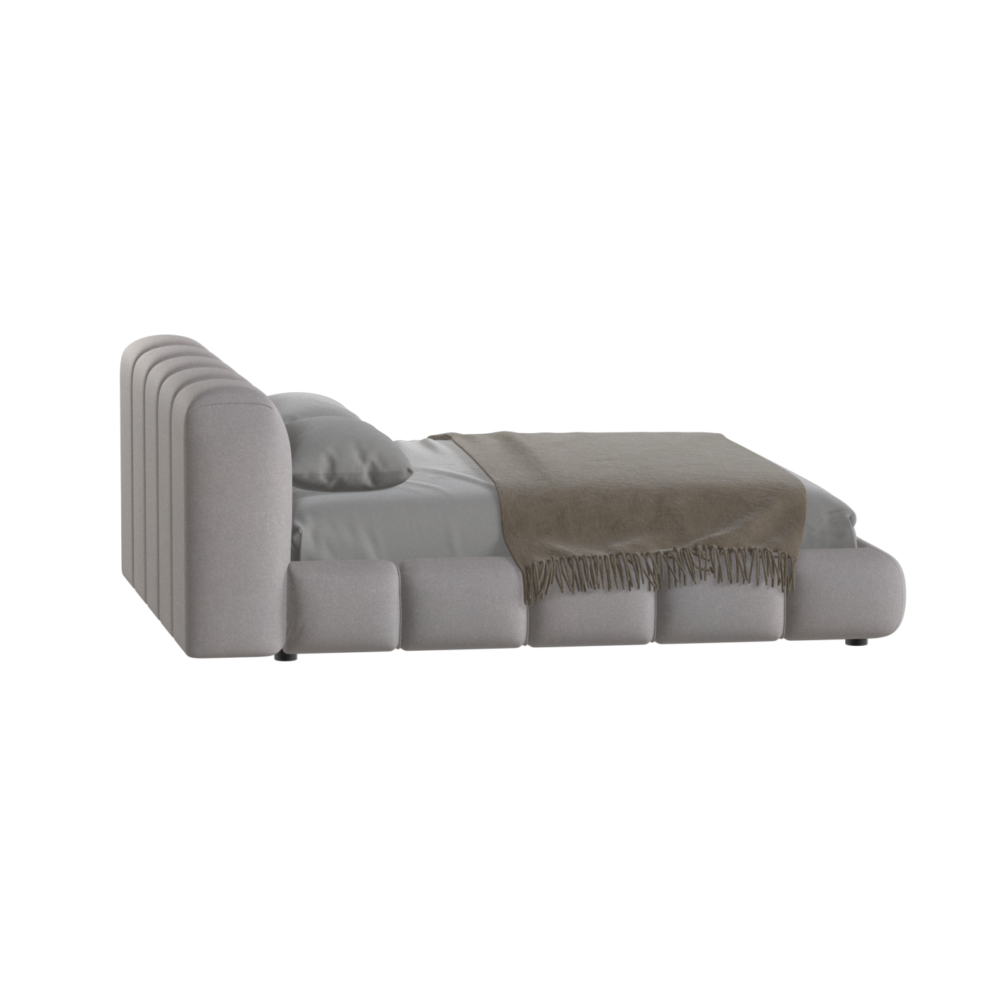 Fluffy Upholstered Bed Frame in Textured Bouclé