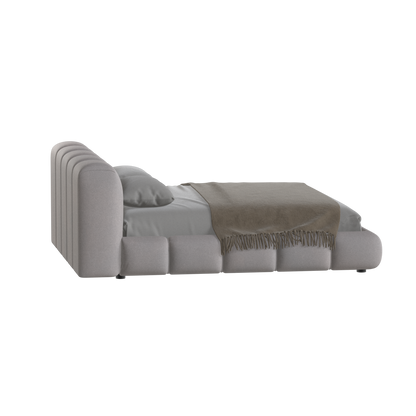Fluffy Upholstered Bed Frame in Textured Bouclé