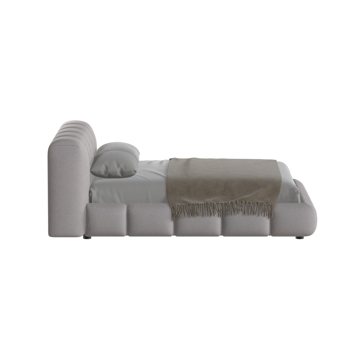 Fluffy Upholstered Bed Frame in Textured Bouclé