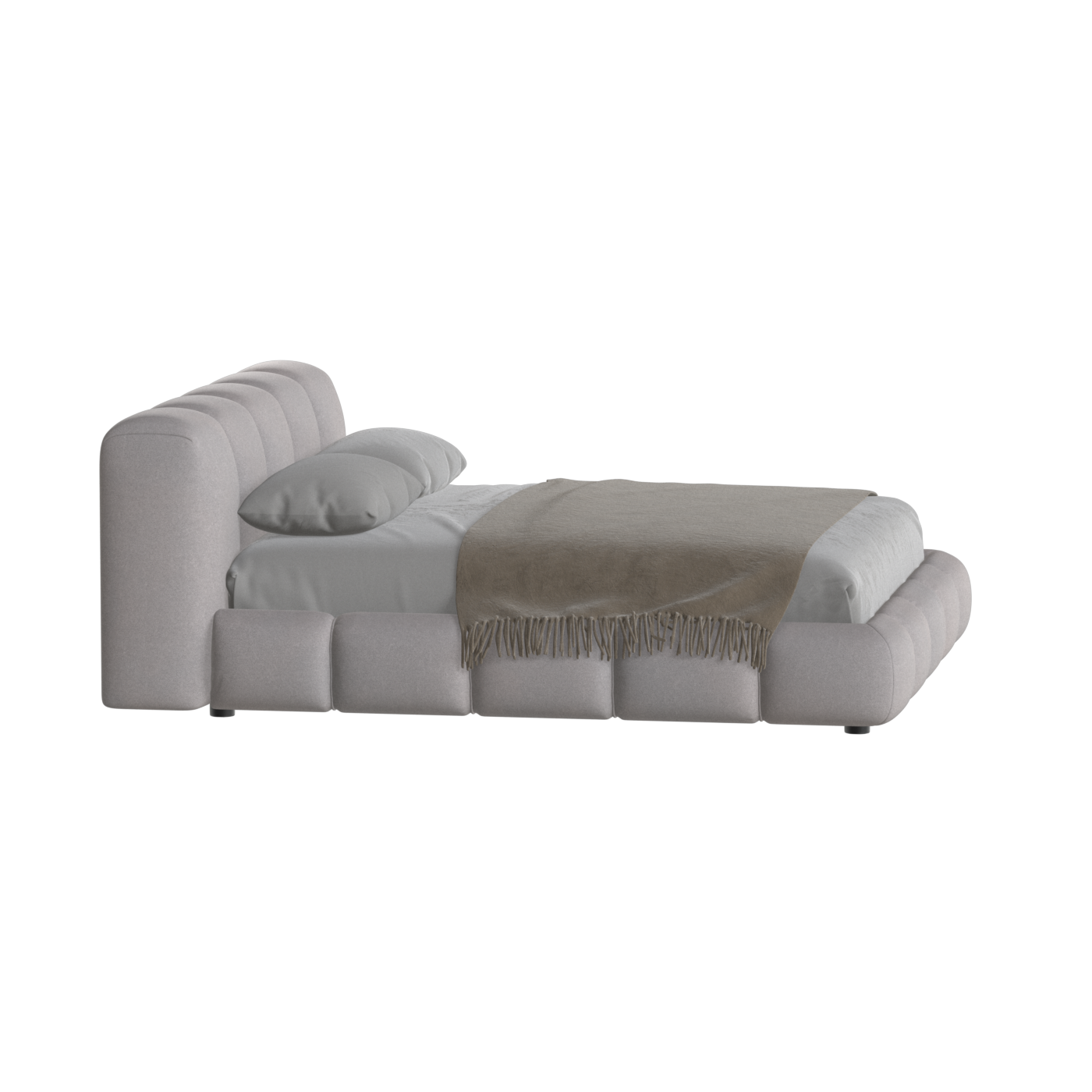 Fluffy Upholstered Bed Frame in Textured Bouclé
