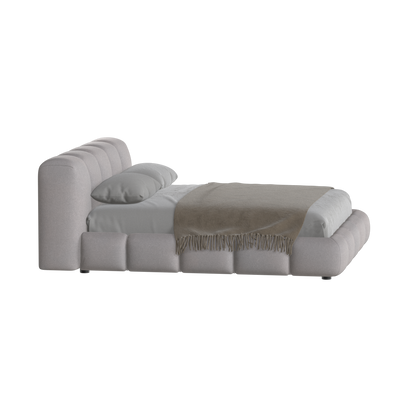 Fluffy Upholstered Bed Frame in Textured Bouclé