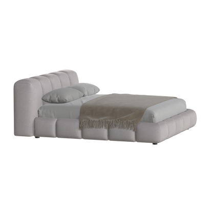 Fluffy Upholstered Bed Frame in Textured Bouclé