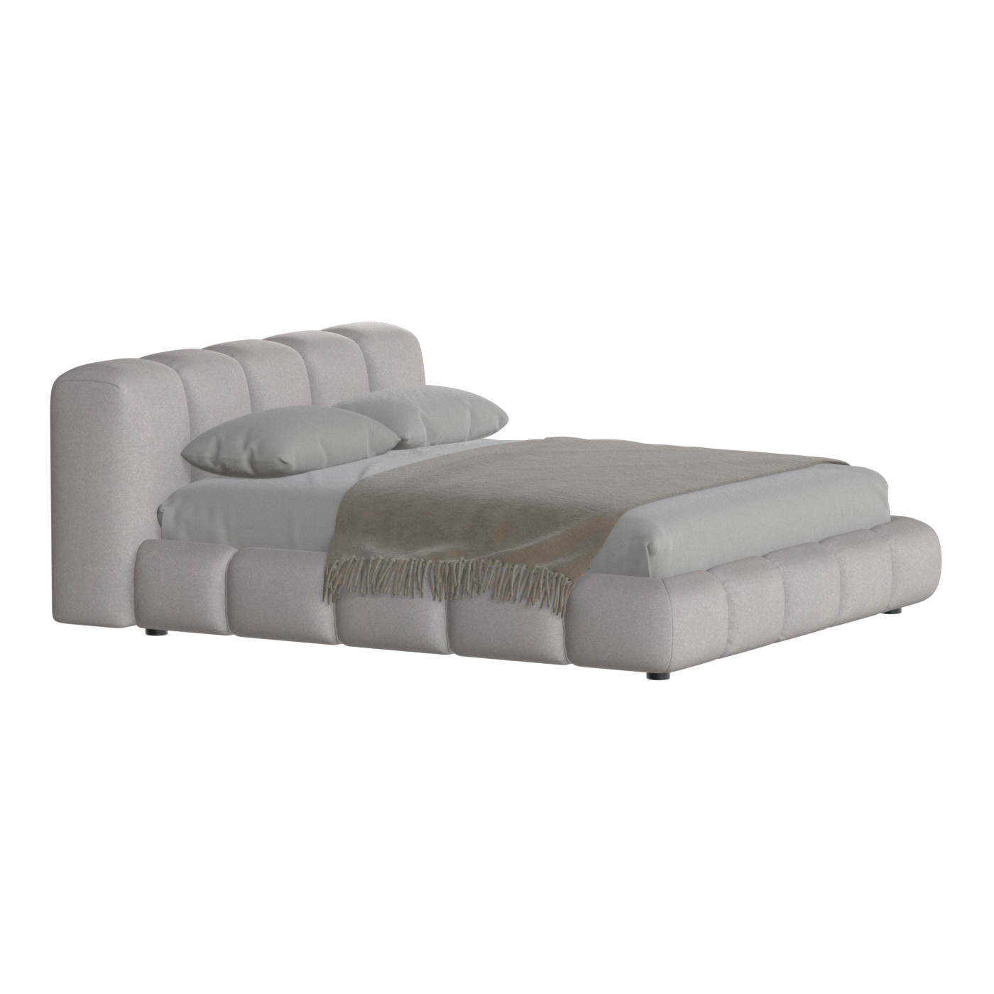 Fluffy Upholstered Bed Frame in Textured Bouclé