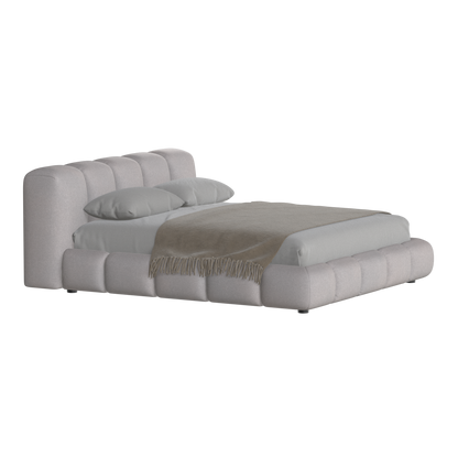 Fluffy Upholstered Bed Frame in Textured Bouclé