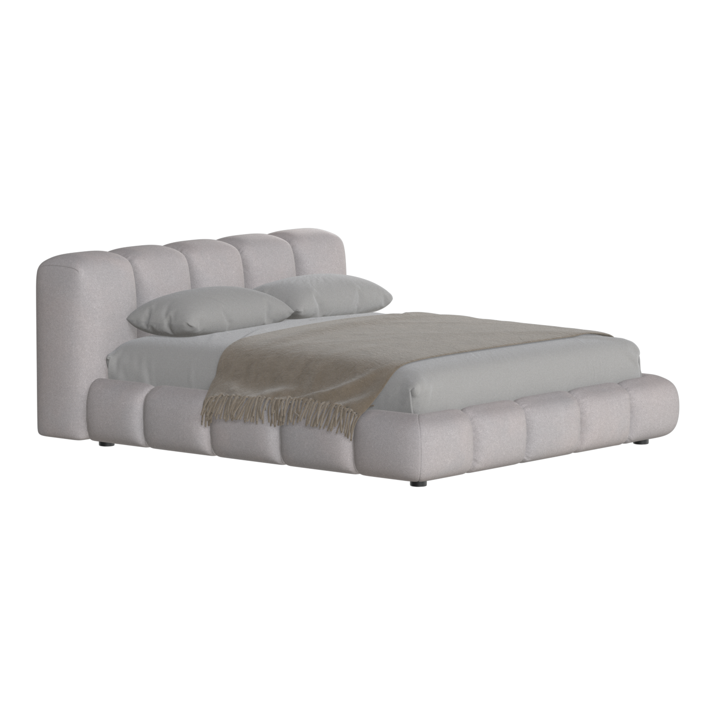 Fluffy Upholstered Bed Frame in Textured Bouclé