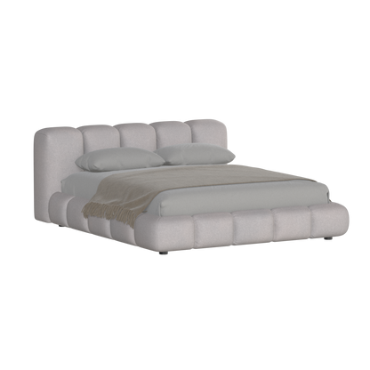 Fluffy Upholstered Bed Frame in Textured Bouclé
