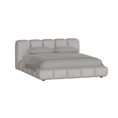 Fluffy Upholstered Bed Frame in Textured Bouclé