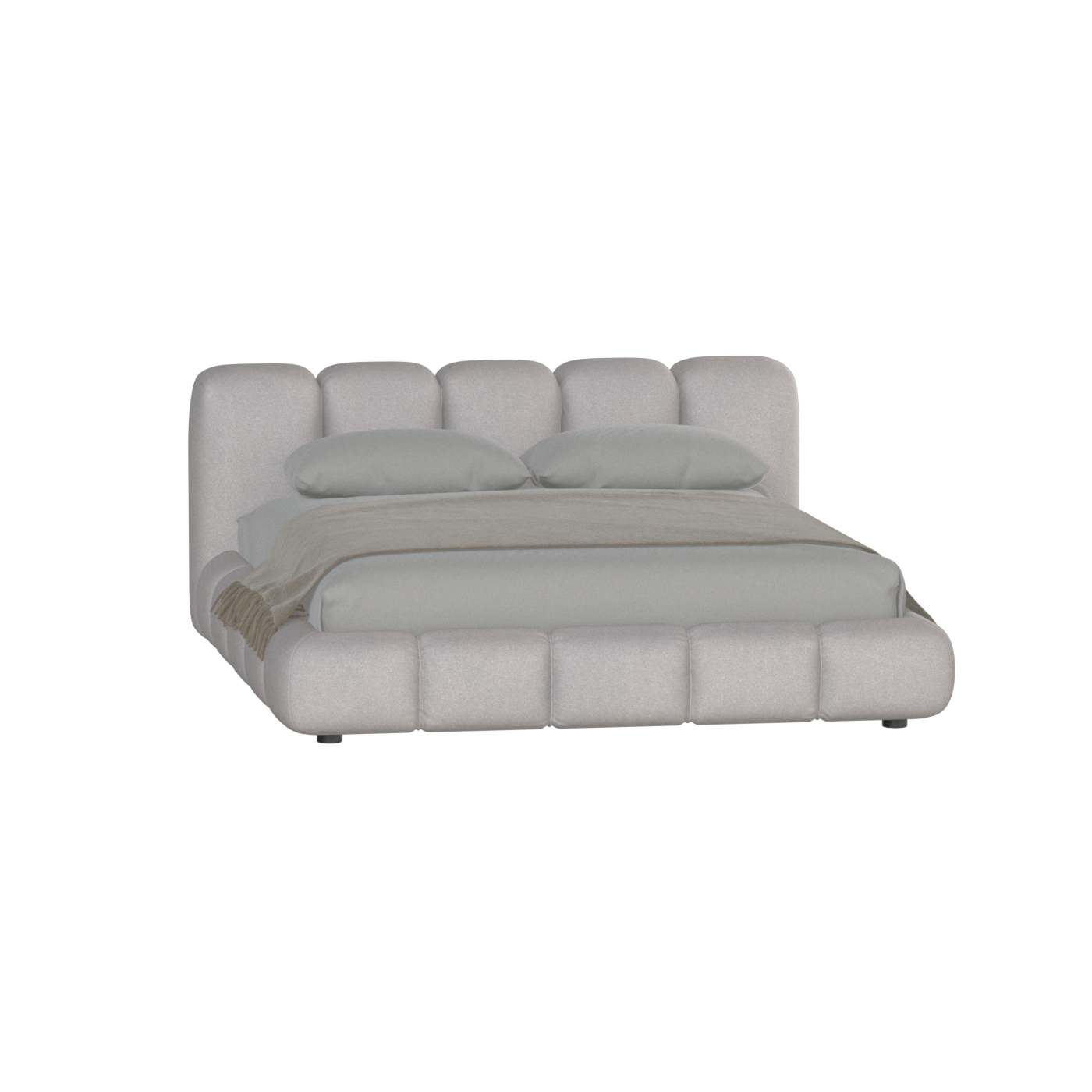 Fluffy Upholstered Bed Frame in Textured Bouclé