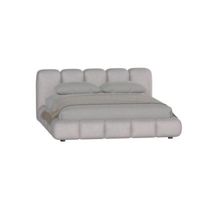 Fluffy Upholstered Bed Frame in Textured Bouclé