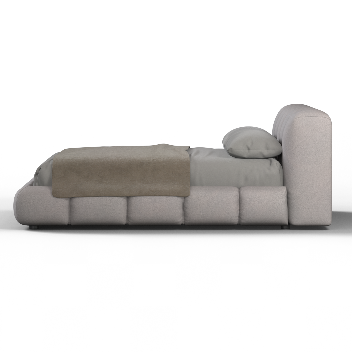 Fluffy Upholstered Bed Frame in Textured Bouclé