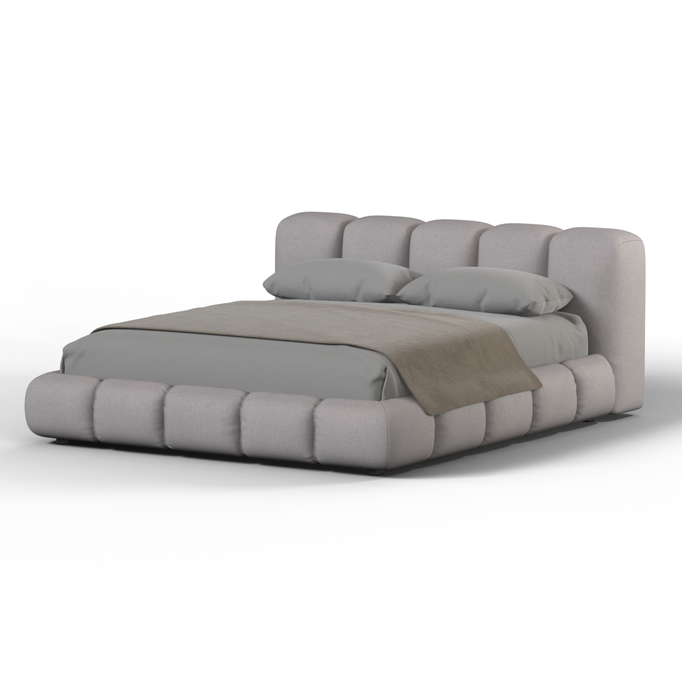 Fluffy Upholstered Bed Frame in Textured Bouclé