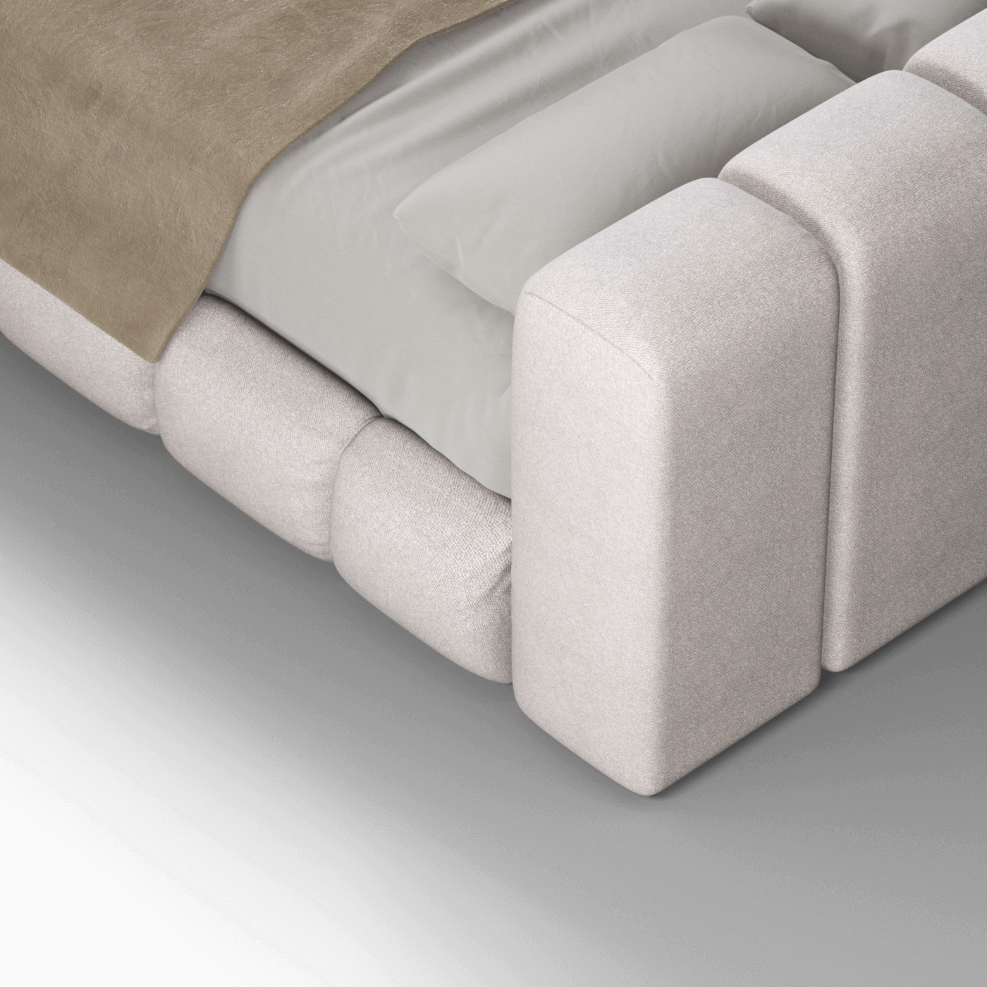 Fluffy Upholstered Bed Frame in Textured Bouclé