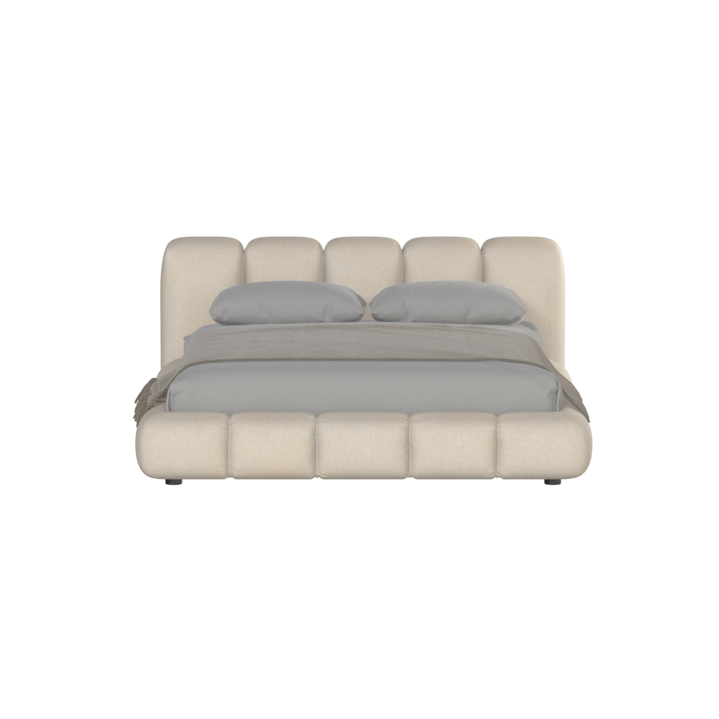 Fluffy Upholstered Bed Frame in Textured Bouclé