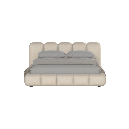 Fluffy Upholstered Bed Frame in Textured Bouclé