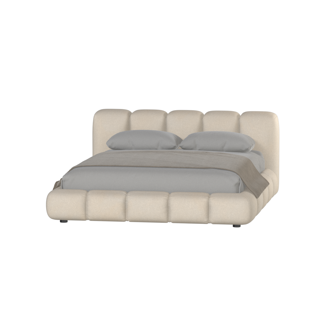 Fluffy Upholstered Bed Frame in Textured Bouclé