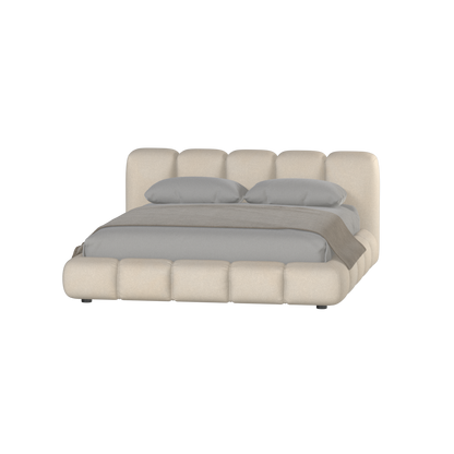 Fluffy Upholstered Bed Frame in Textured Bouclé