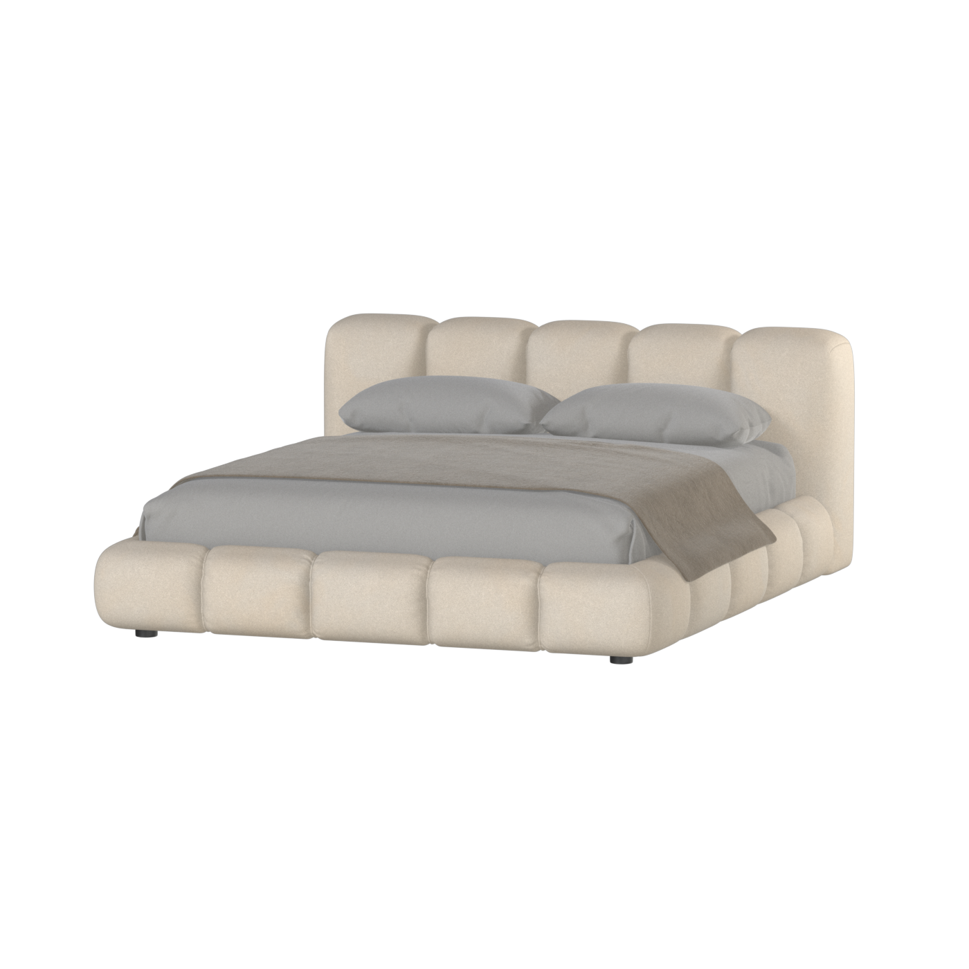 Fluffy Upholstered Bed Frame in Textured Bouclé