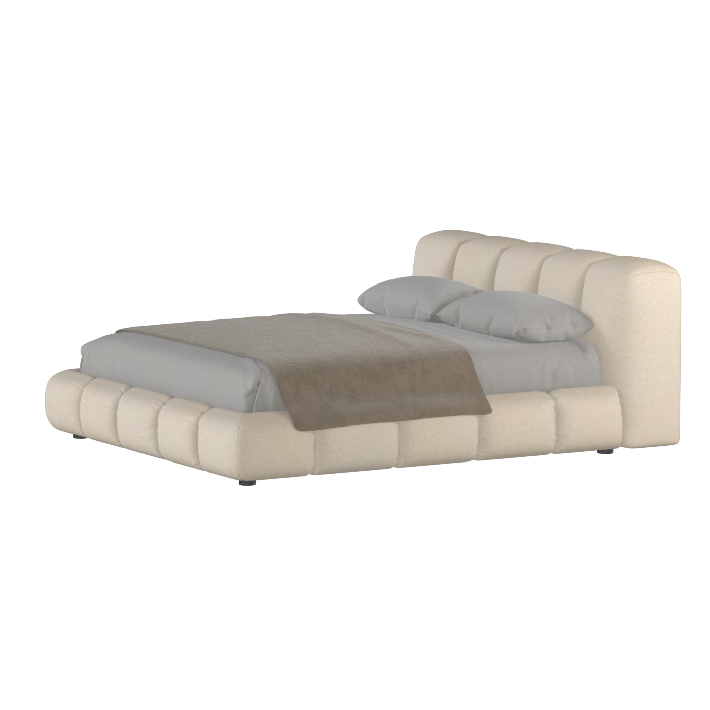 Fluffy Upholstered Bed Frame in Textured Bouclé