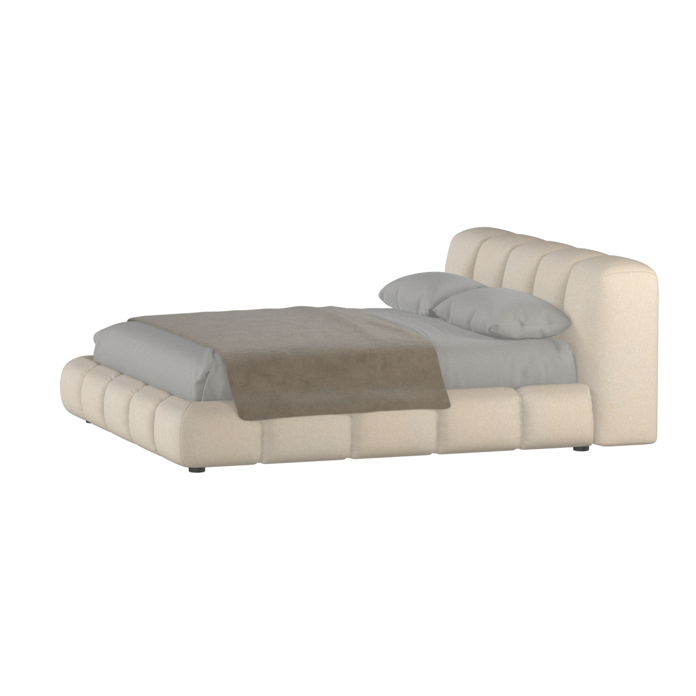Fluffy Upholstered Bed Frame in Textured Bouclé