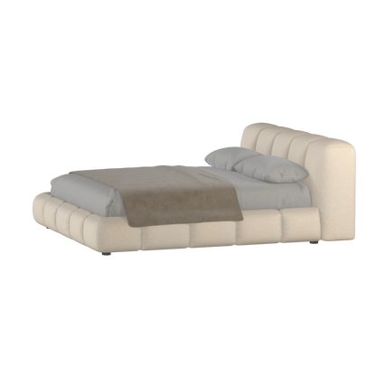 Fluffy Upholstered Bed Frame in Textured Bouclé