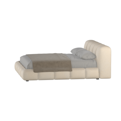 Fluffy Upholstered Bed Frame in Textured Bouclé