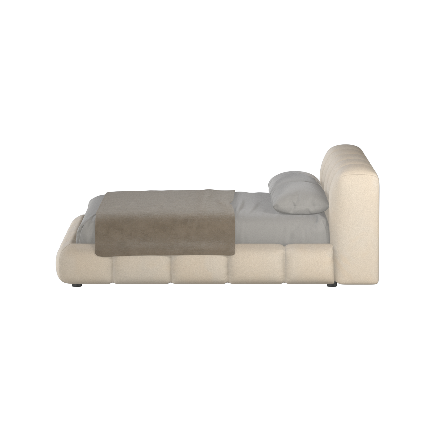 Fluffy Upholstered Bed Frame in Textured Bouclé