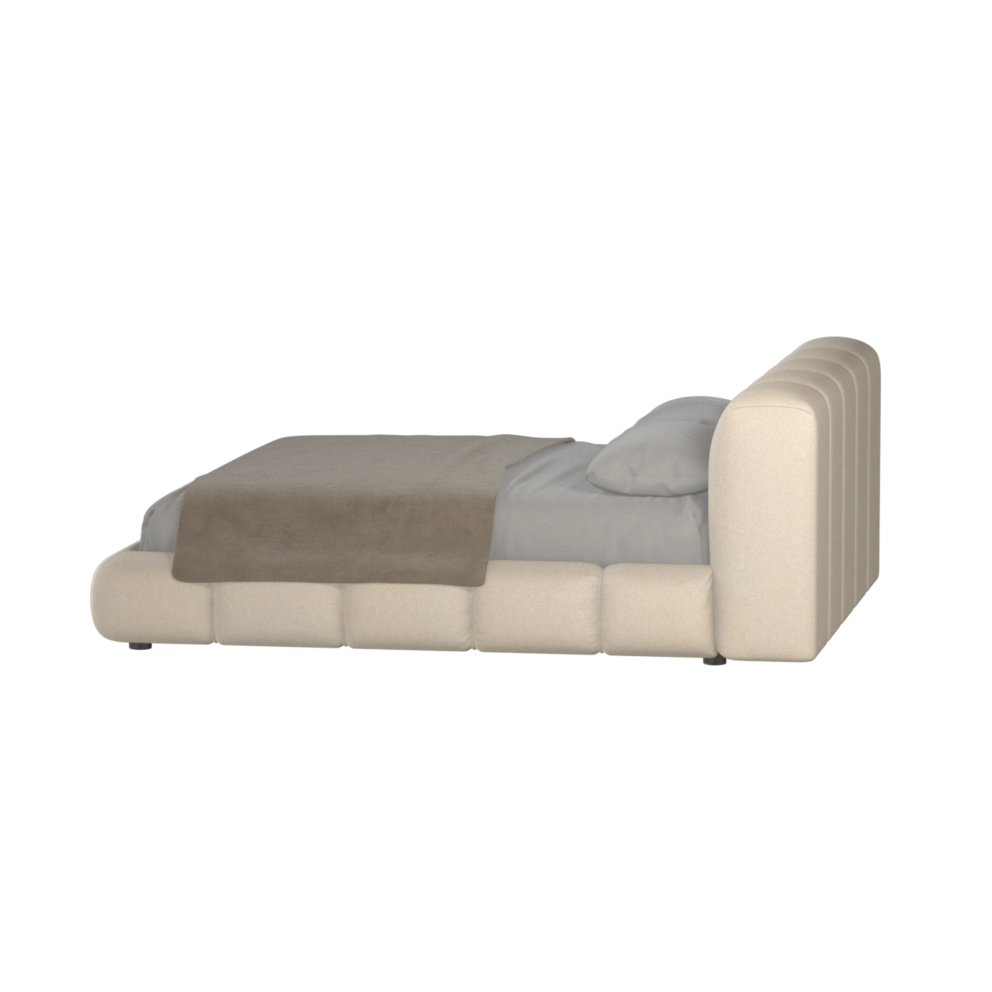 Fluffy Upholstered Bed Frame in Textured Bouclé