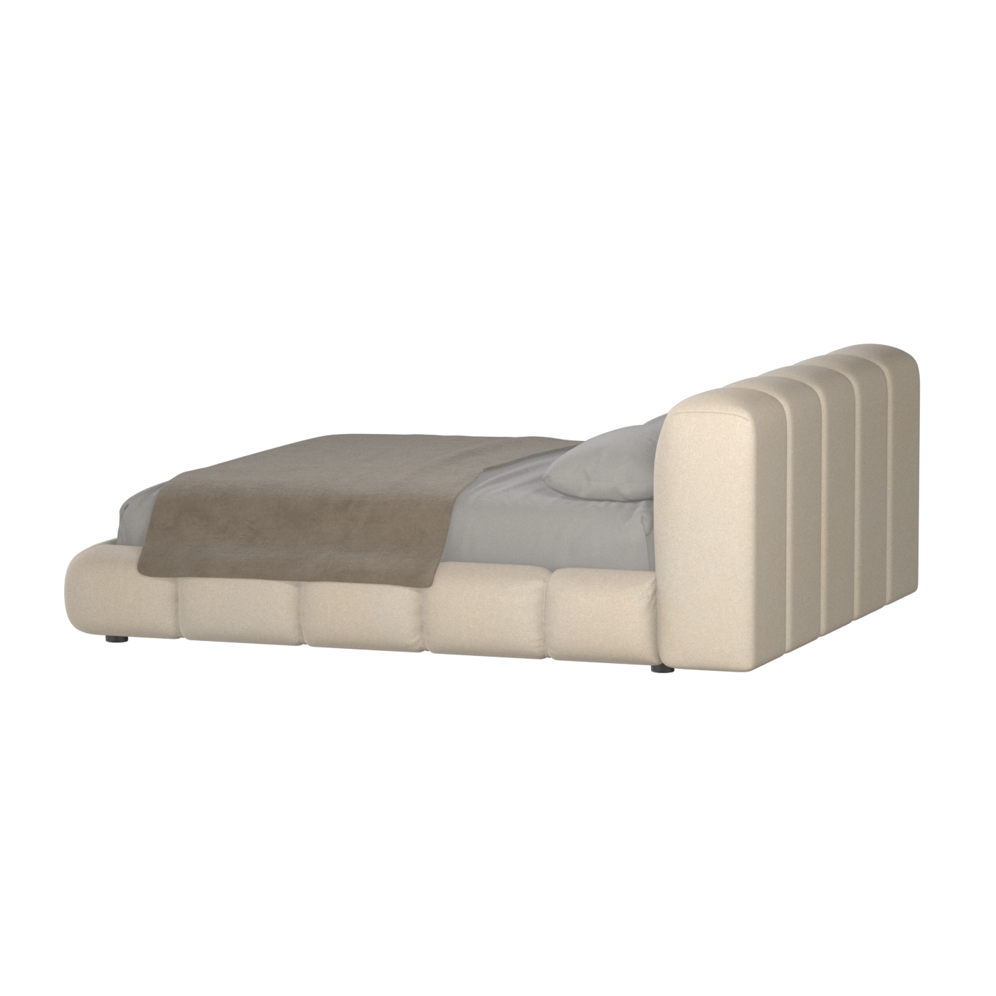 Fluffy Upholstered Bed Frame in Textured Bouclé