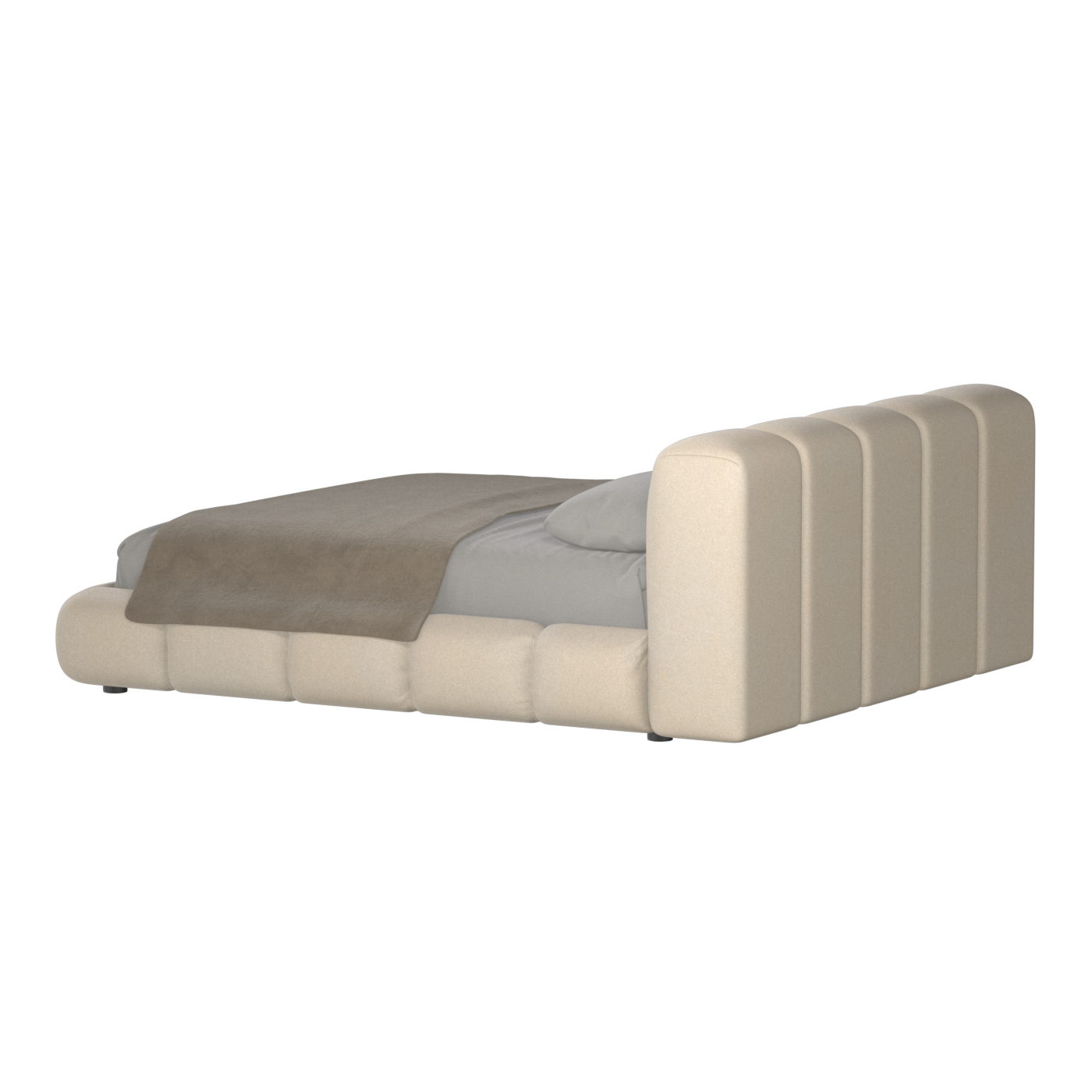 Fluffy Upholstered Bed Frame in Textured Bouclé