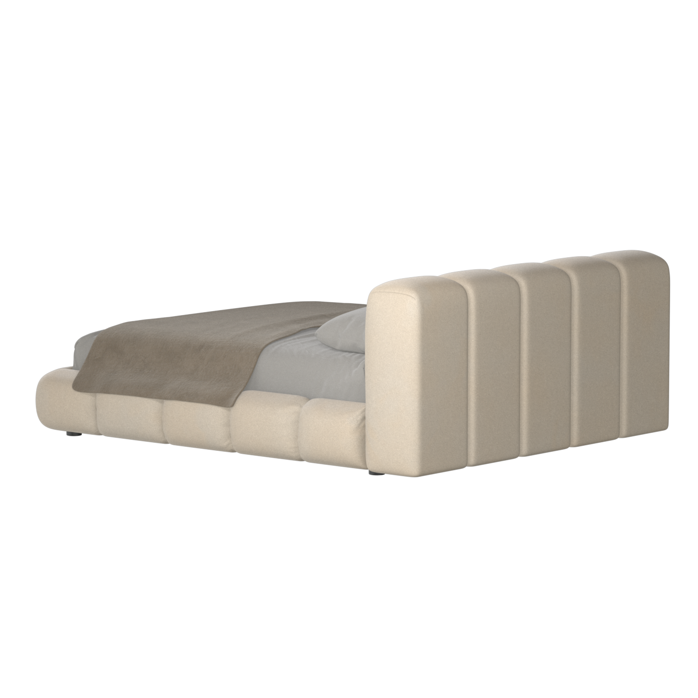 Fluffy Upholstered Bed Frame in Textured Bouclé