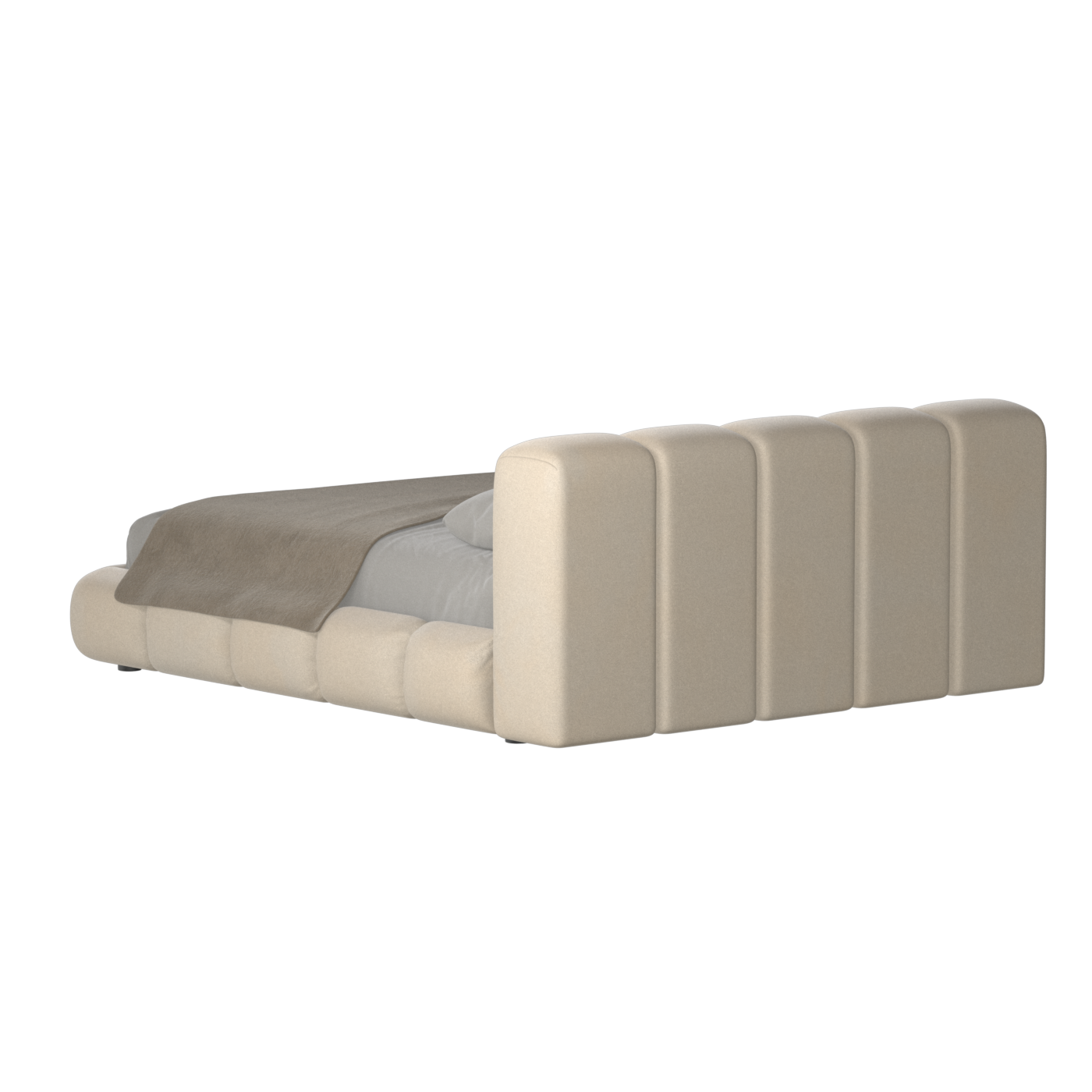 Fluffy Upholstered Bed Frame in Textured Bouclé