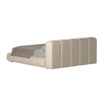 Fluffy Upholstered Bed Frame in Textured Bouclé