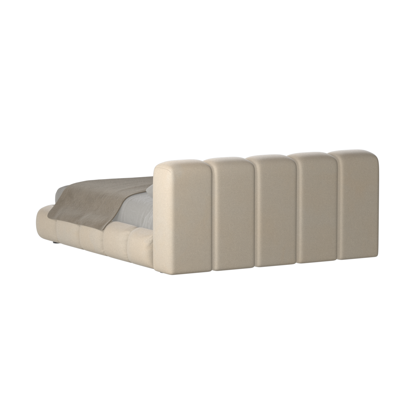 Fluffy Upholstered Bed Frame in Textured Bouclé