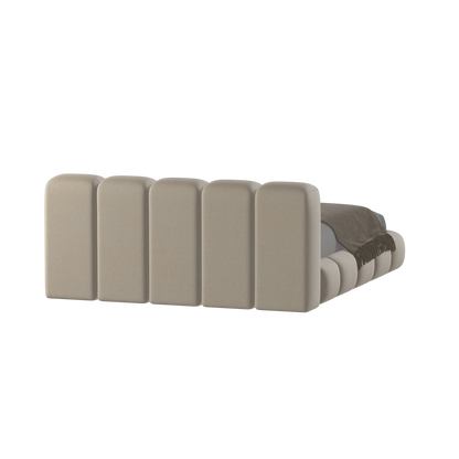 Fluffy Upholstered Bed Frame in Textured Bouclé