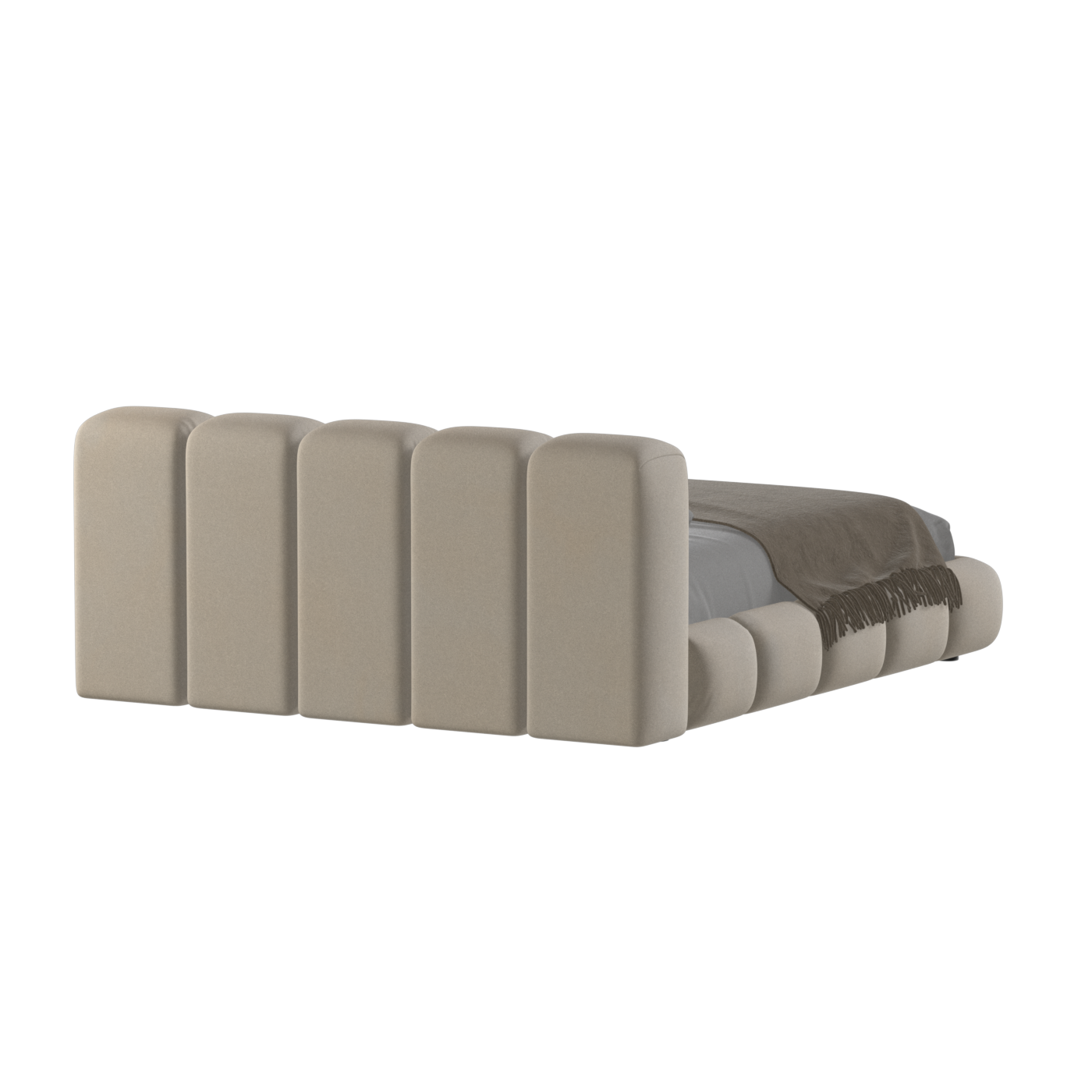 Fluffy Upholstered Bed Frame in Textured Bouclé