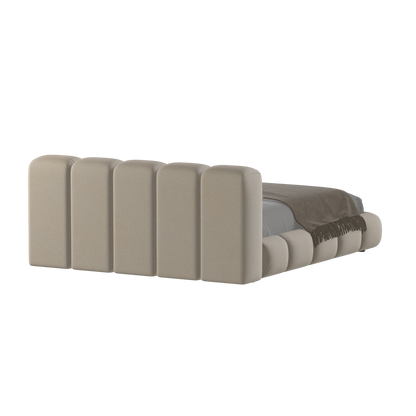 Fluffy Upholstered Bed Frame in Textured Bouclé