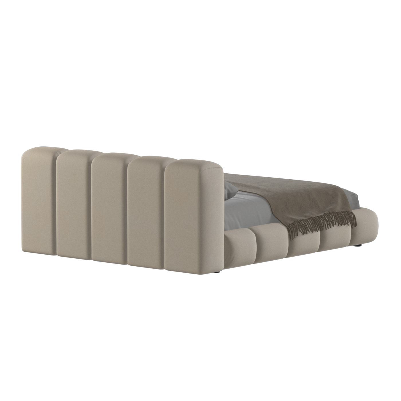 Fluffy Upholstered Bed Frame in Textured Bouclé