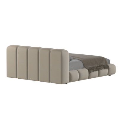 Fluffy Upholstered Bed Frame in Textured Bouclé