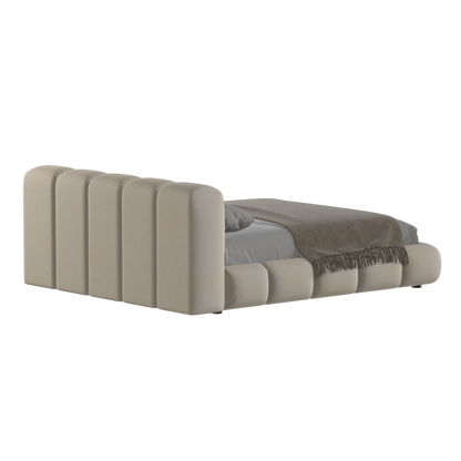 Fluffy Upholstered Bed Frame in Textured Bouclé
