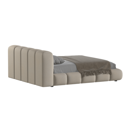 Fluffy Upholstered Bed Frame in Textured Bouclé