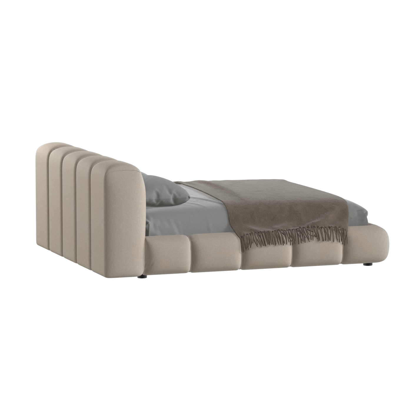 Fluffy Upholstered Bed Frame in Textured Bouclé