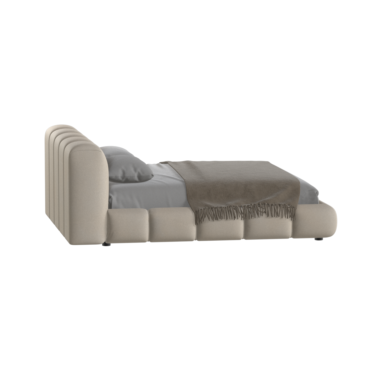 Fluffy Upholstered Bed Frame in Textured Bouclé