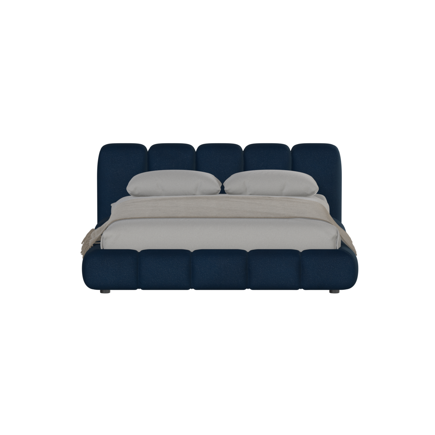Fluffy Upholstered Bed Frame in Textured Bouclé