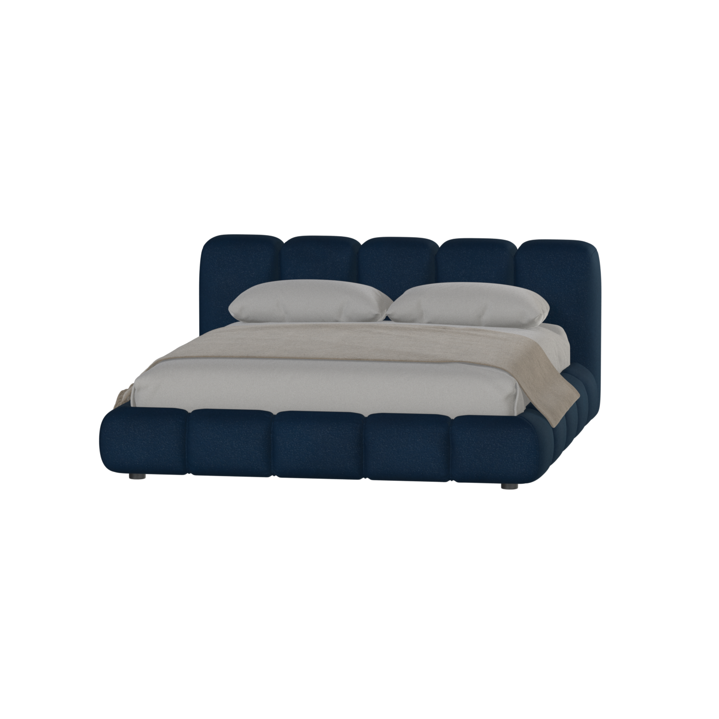 Fluffy Upholstered Bed Frame in Textured Bouclé