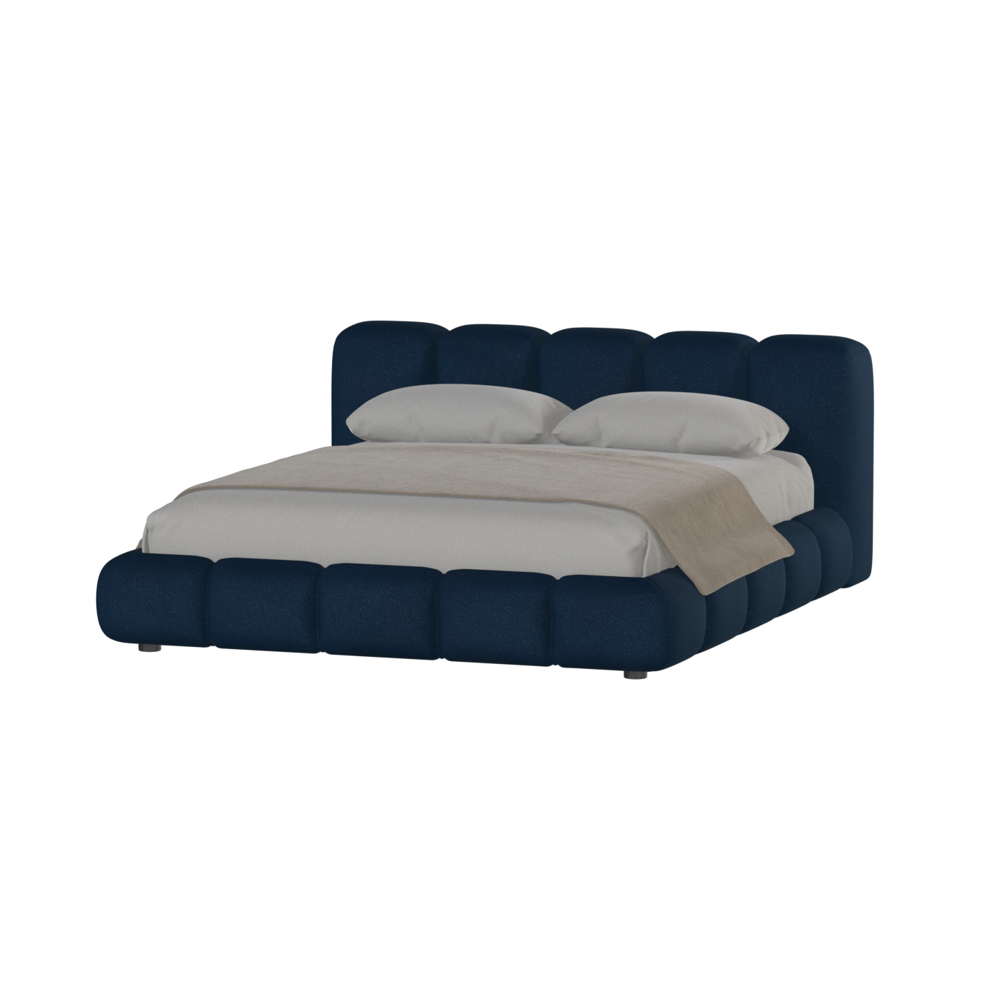 Fluffy Upholstered Bed Frame in Textured Bouclé