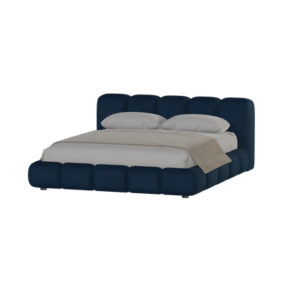 Fluffy Upholstered Bed Frame in Textured Bouclé