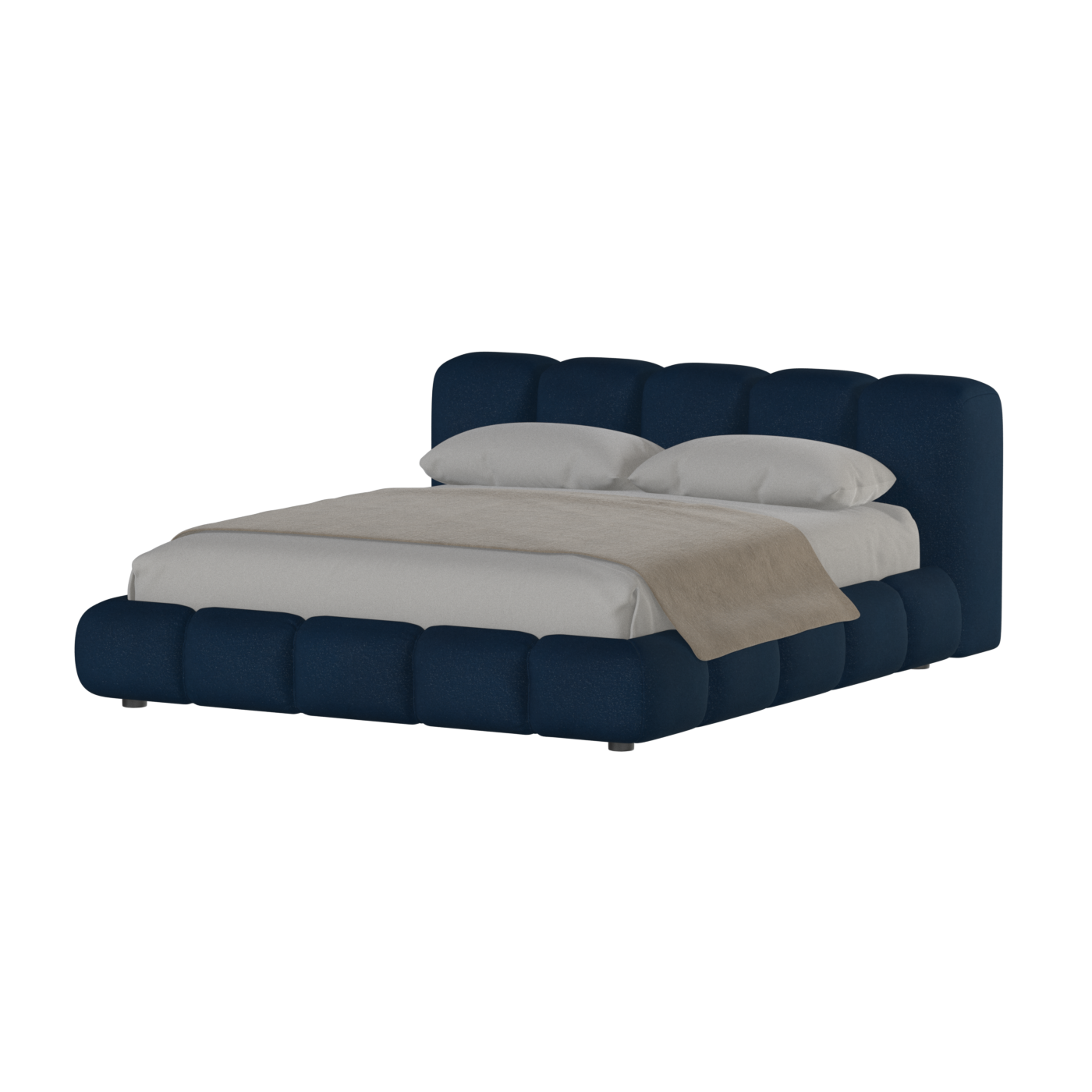 Fluffy Upholstered Bed Frame in Textured Bouclé