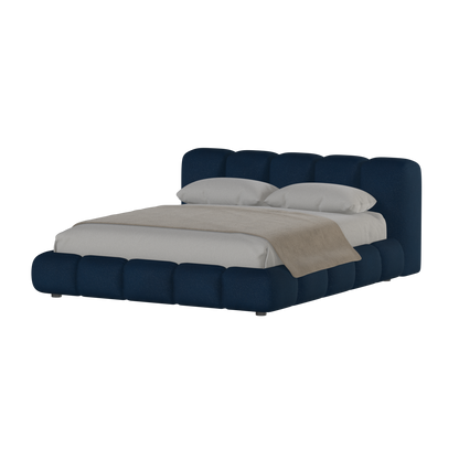 Fluffy Upholstered Bed Frame in Textured Bouclé