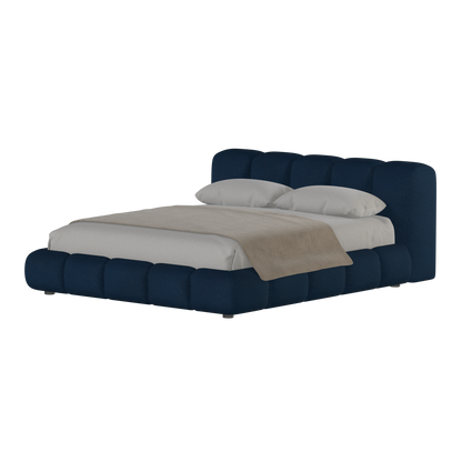Fluffy Upholstered Bed Frame in Textured Bouclé