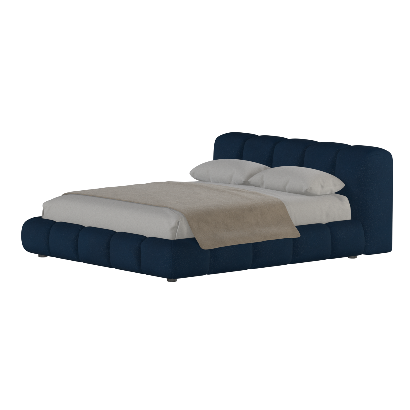 Fluffy Upholstered Bed Frame in Textured Bouclé